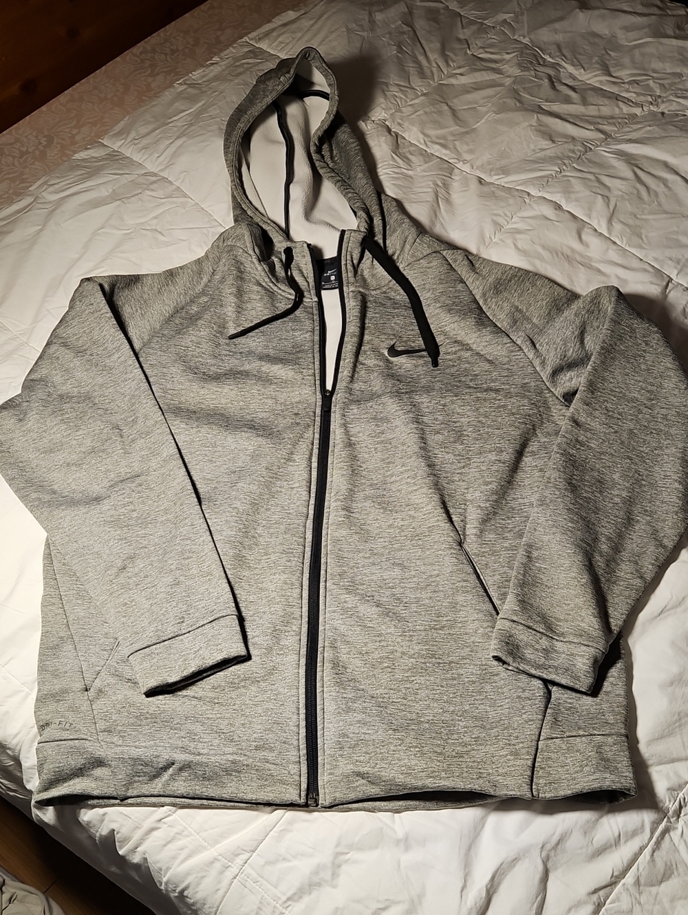 Nike Light Gray Heather Dri-Fit Full-Zip Hooded Jacket